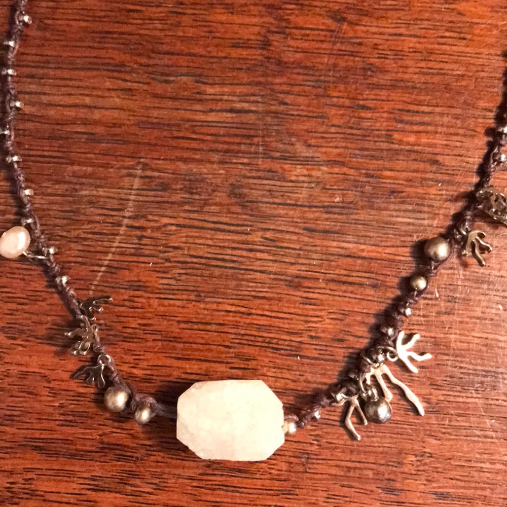 Sequin Druzy Gold Coral Necklace - Picture 8 of 10
